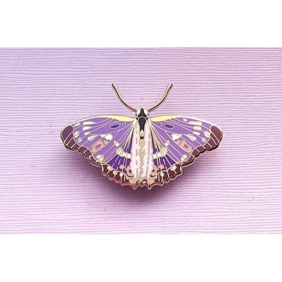 Lesser Purple Emperor Butterfly Enamel Pin - Gold Plated Jewelry & Brooch - Picture 6 of 9